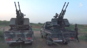 Vehicles with mounted machine guns seized by Boko Haram/ISWAP.
