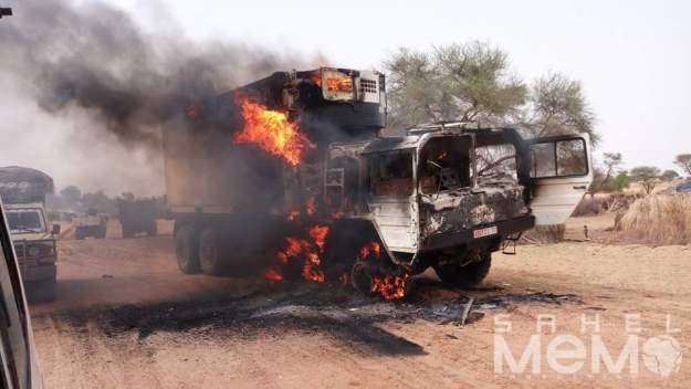 MINUSMA supply truck burned during July 4th attack posted on twitter. 